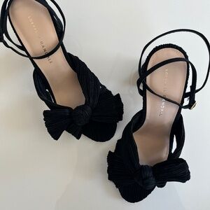 Loeffler Randall black pleated bow heel